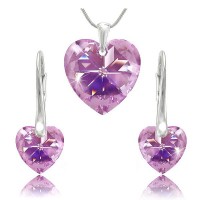 sada šperků SWAROVSKI Elements Heart srdce - violet
