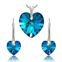 sada šperků SWAROVSKI Elements Heart - bermuda blue