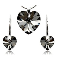 Sada šperků SWAROVSKI Elements Heart black diamond
