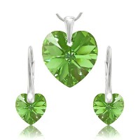 sada šperků SWAROVSKI Elements Heart srdce - peridot zelená